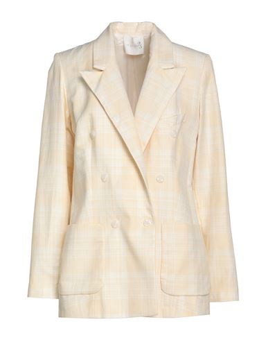 March 23 Woman Suit Jacket Light Yellow Size 2 Polyester, Linen, Viscose