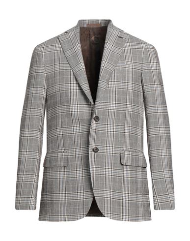 Caruso Man Blazer Grey Size 40 Wool, Linen