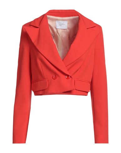 Soallure Woman Blazer Coral Size 4 Polyester, Elastane In Red