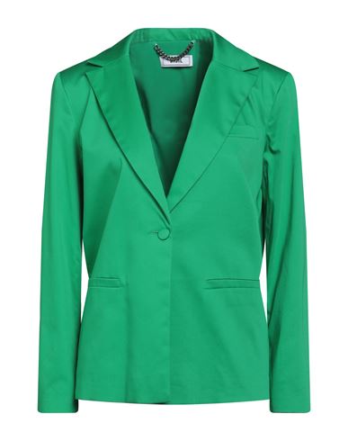Jijil Woman Blazer Green Size 2 Cotton, Elastane, Acetate, Pbt - Polybutylene Terephthalate