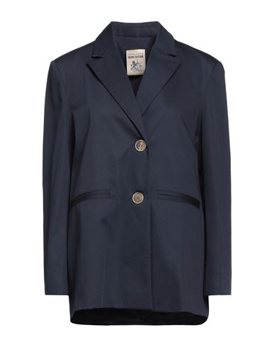 Semicouture Woman Suit Jacket Navy Blue Size 10 Cotton, Elastane, Polyester