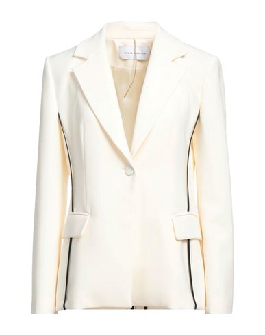 Simona Corsellini Woman Blazer Ivory Size 6 Polyester, Elastane In White