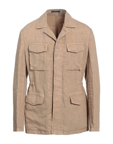 The Gigi Man Suit Jacket Camel Size 40 Linen In Beige
