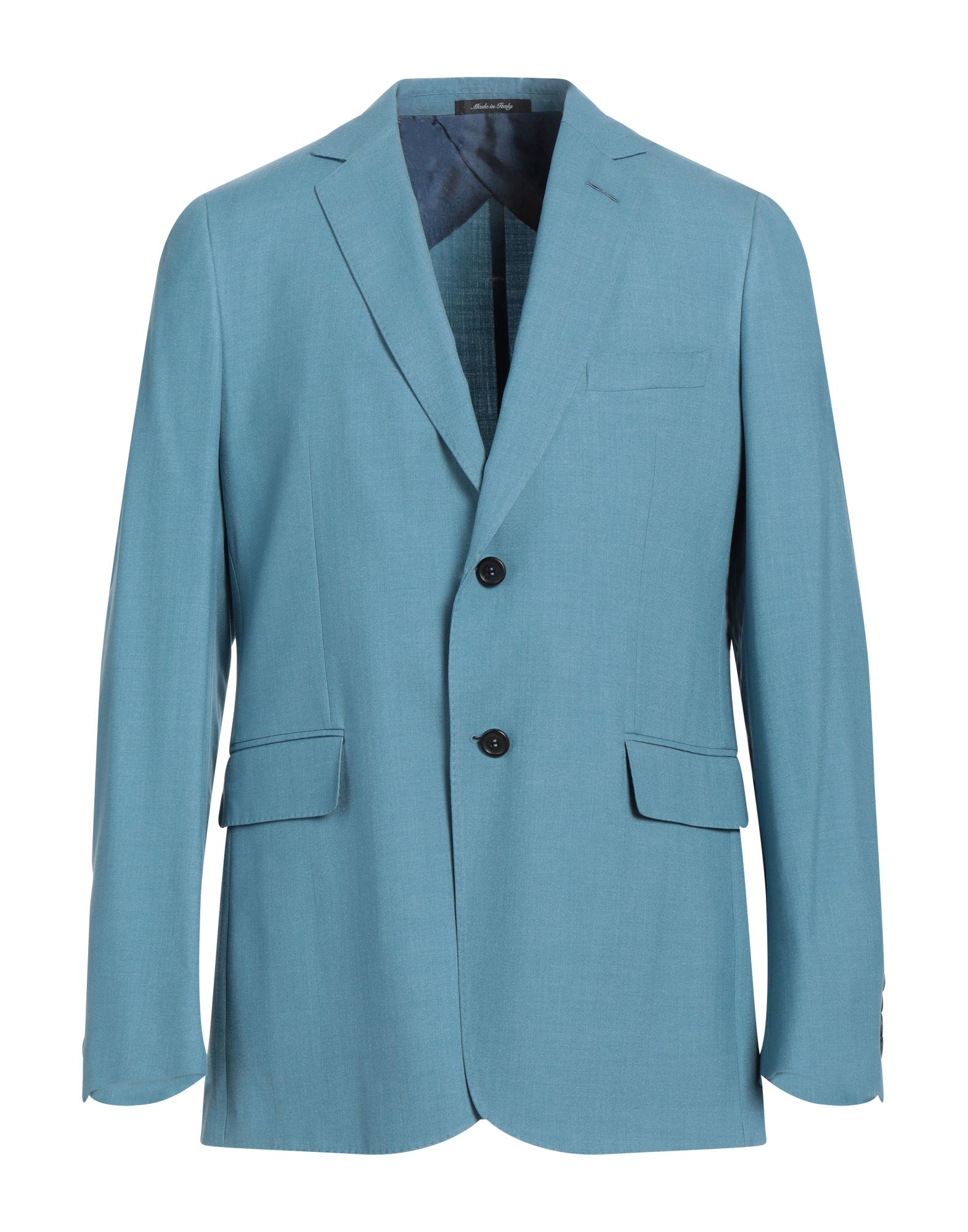 Shop Dunhill Man Blazer Azure Size 46 Wool, Tussah Silk, Cotton, Mulberry Silk In Blue
