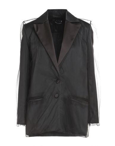 Frankie Morello Woman Suit Jacket Black Size 0 Cotton, Polyester, Polyurethane, Polyamide, Elastane