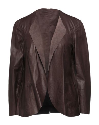 Salvatore Santoro Woman Suit Jacket Dark Brown Size 6 Ovine Leather