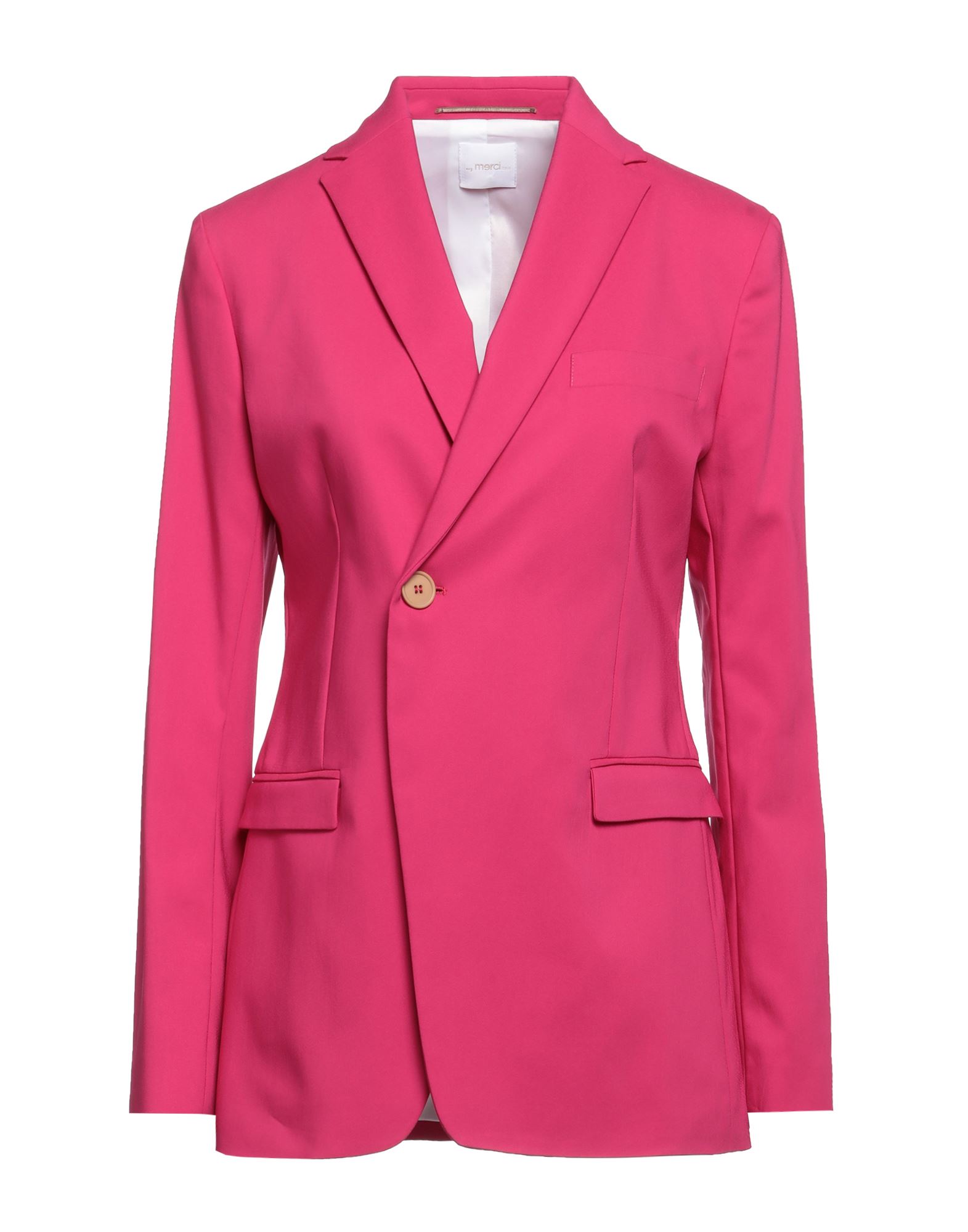 Merci .., Woman Suit Jacket Fuchsia Size 8 Cotton, Nylon, Elastane In Pink
