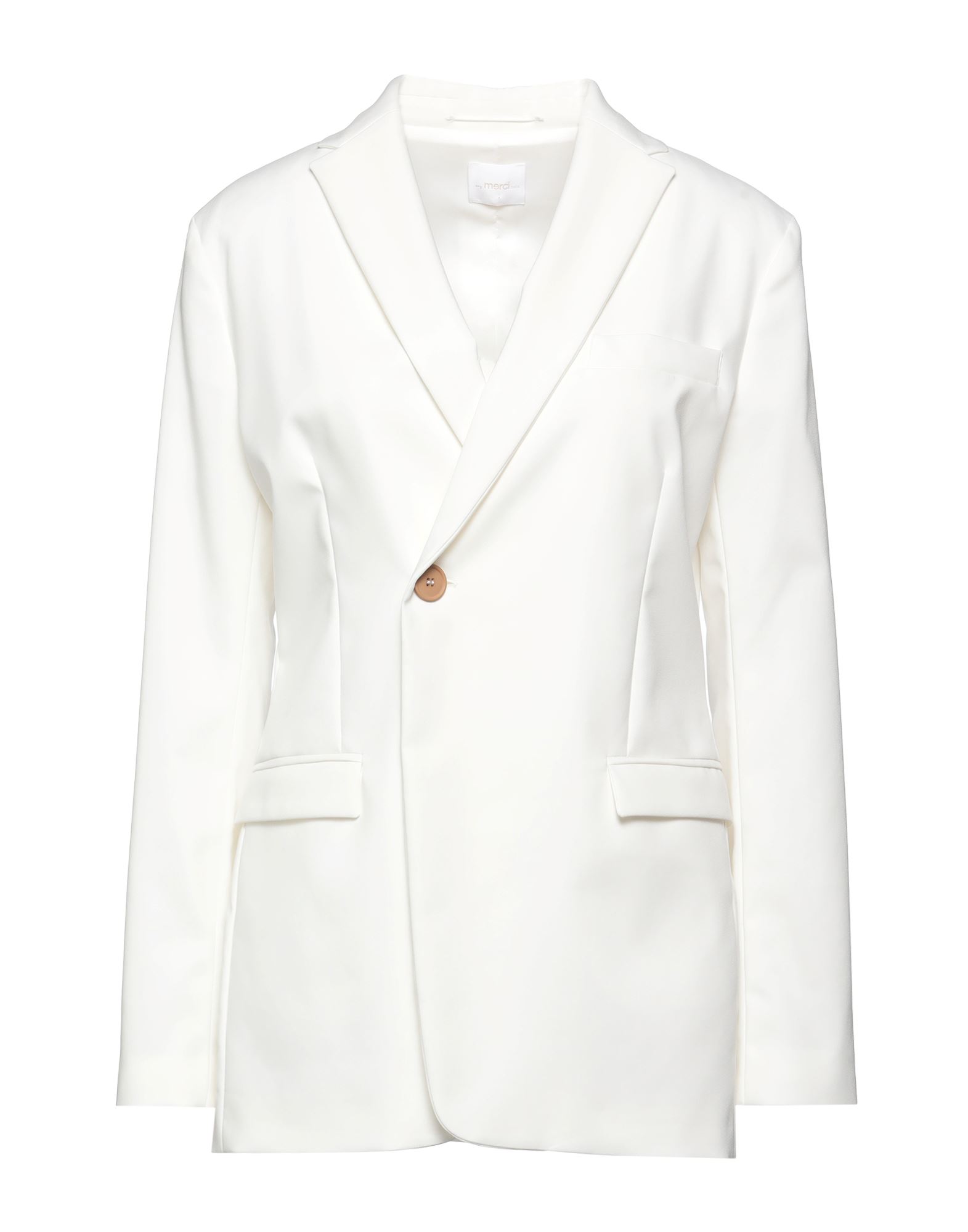Merci .., Woman Suit Jacket White Size 8 Cotton, Nylon, Elastane