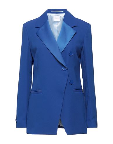 Merci .., Woman Blazer Bright Blue Size 6 Cotton, Nylon, Elastane