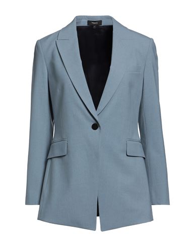 Theory Woman Suit Jacket Pastel Blue Size 4 Wool, Elastane