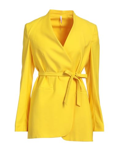 Maison Laviniaturra Woman Blazer Yellow Size 4 Virgin Wool, Polyamide, Elastane