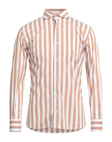 Eredi Del Duca Man Shirt Camel Size Xl Cotton, Polyamide, Elastane In Multi