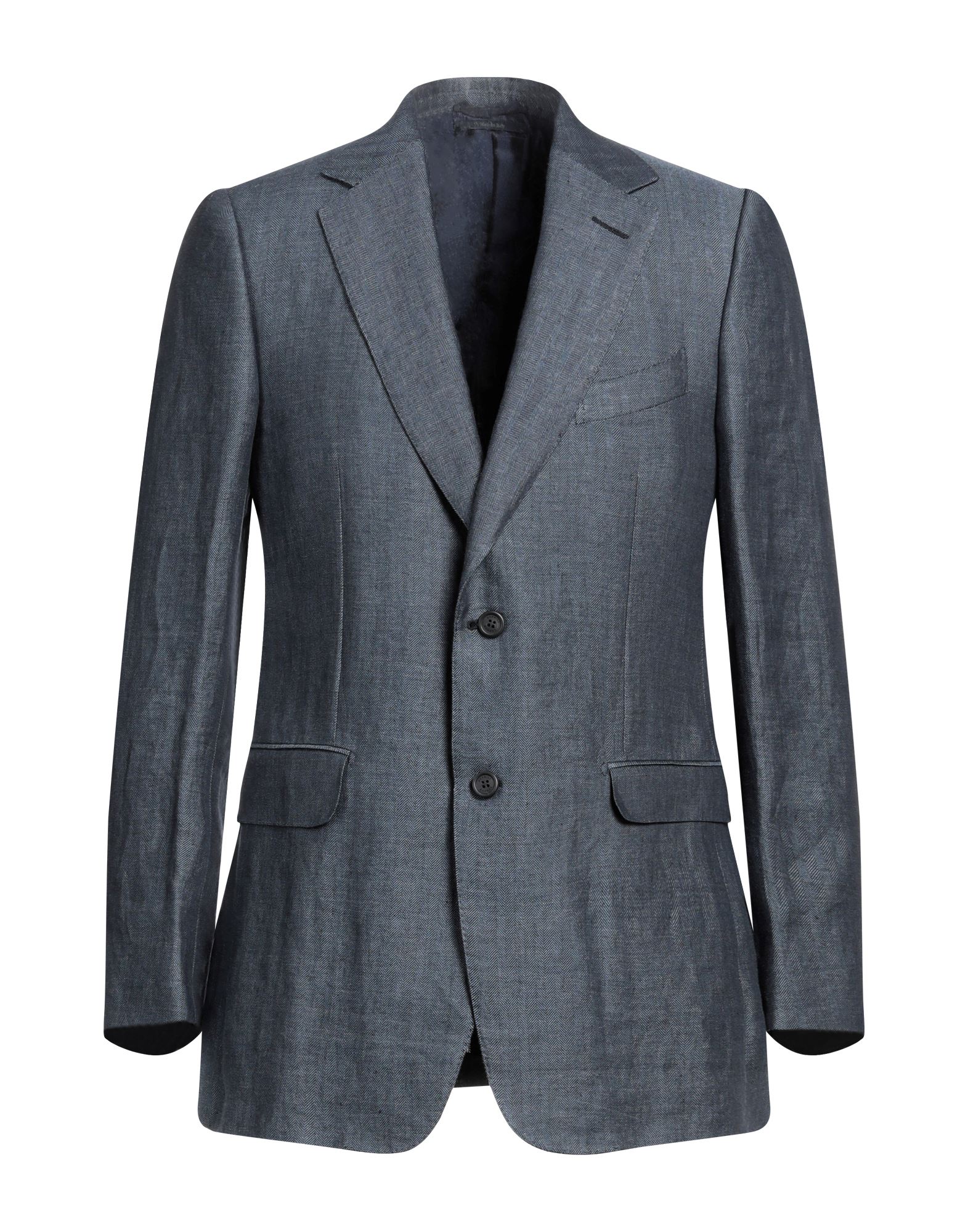 Dunhill Man Suit Jacket Navy Blue Size 50 Linen