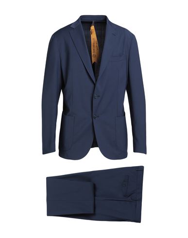 Santaniello Man Suit Navy Blue Size 42 Polyamide, Wool, Elastane In Blue