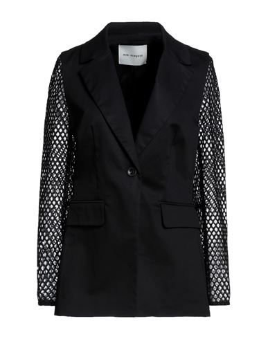 Rue•8isquit Woman Suit Jacket Black Size 8 Polyester, Elastane, Cotton