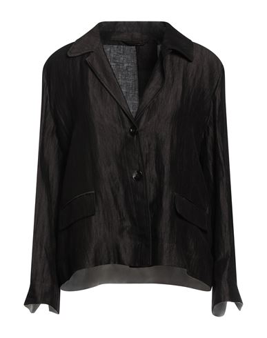 Seventy Sergio Tegon Woman Blazer Black Size 10 Linen, Polyamide, Polyester, Cotton
