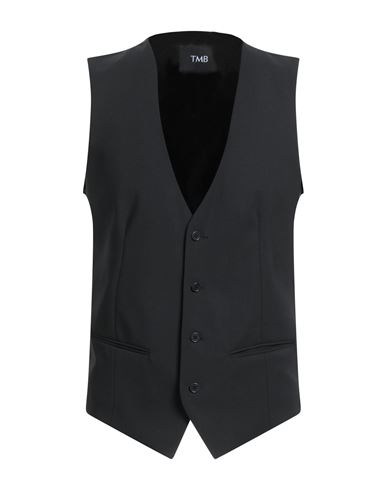 Tombolini Man Tailored Vest Black Size 46 Virgin Wool, Elastane