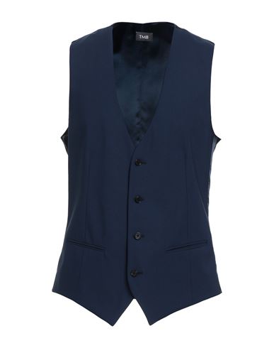 Tombolini Man Tailored Vest Blue Size 36 Virgin Wool, Elastane