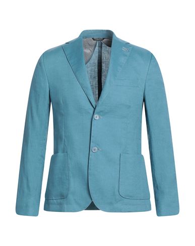 Grey Daniele Alessandrini Man Suit Jacket Pastel Blue Size 38 Linen