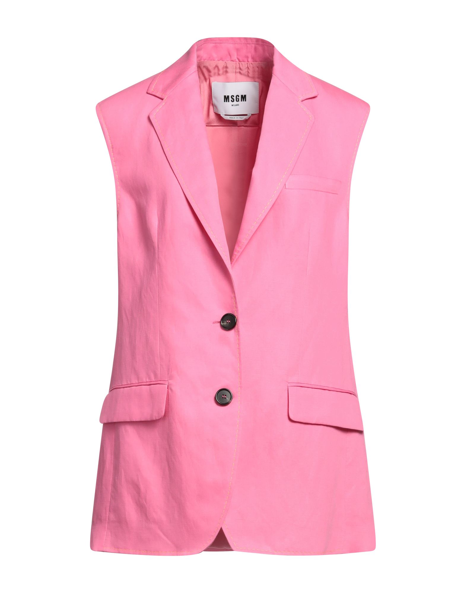 Shop Msgm Woman Blazer Fuchsia Size 6 Linen, Lyocell In Pink