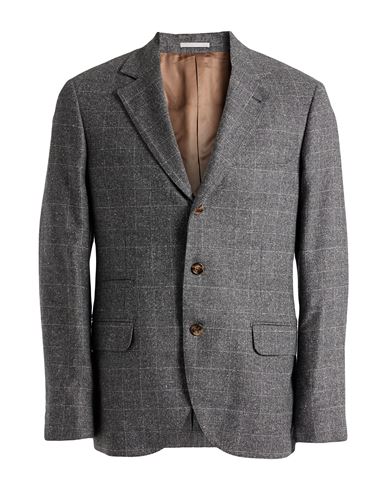 Brunello Cucinelli Man Blazer Lead Size 38 Virgin Wool, Silk In Grey