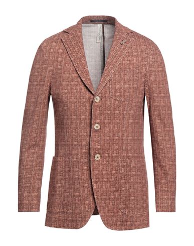 Paoloni Man Suit Jacket Garnet Size 40 Virgin Wool, Cotton, Linen, Silk, Elastane In Red