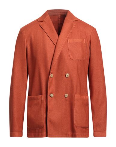 Altea Man Suit Jacket Rust Size M Virgin Wool, Polyester In Red