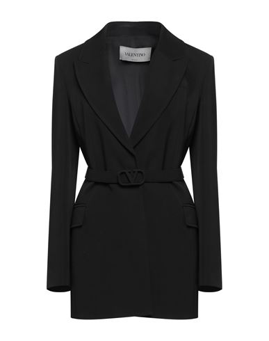Valentino Garavani Woman Blazer Black Size 12 Wool, Cotton, Polyester