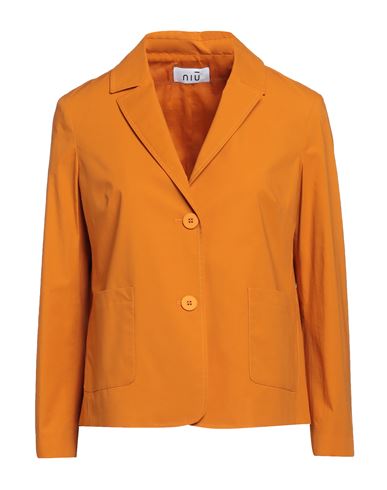 Niū Woman Blazer Orange Size L Cotton, Elastane