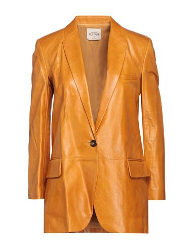 Tod's Woman Suit Jacket Ocher Size 2 Ovine Leather In Yellow
