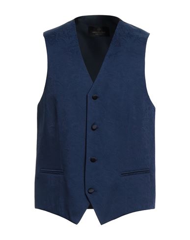 Alessandro Gilles Man Vest Midnight Blue Size 42 Viscose, Polyester