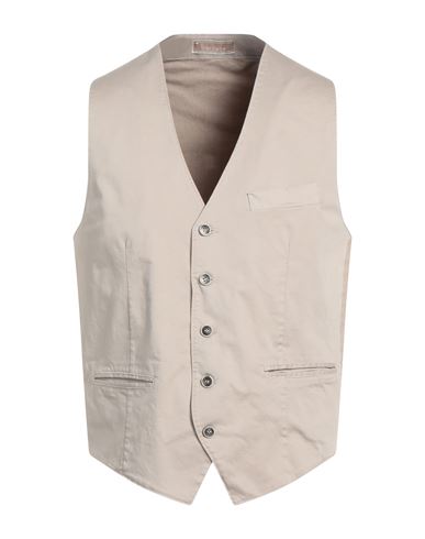 Bernese Milano Man Tailored Vest Beige Size 36 Cotton, Elastane