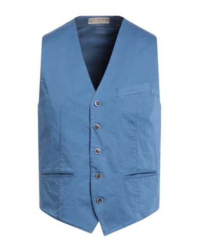 Bernese Milano Man Tailored Vest Slate Blue Size 38 Cotton, Elastane