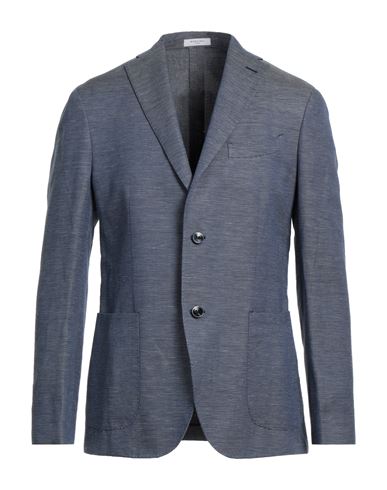 Boglioli Man Suit Jacket Navy Blue Size 50 Linen, Cotton