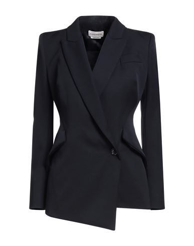 Alexander Mcqueen Woman Suit Jacket Midnight Blue Size 6 Wool