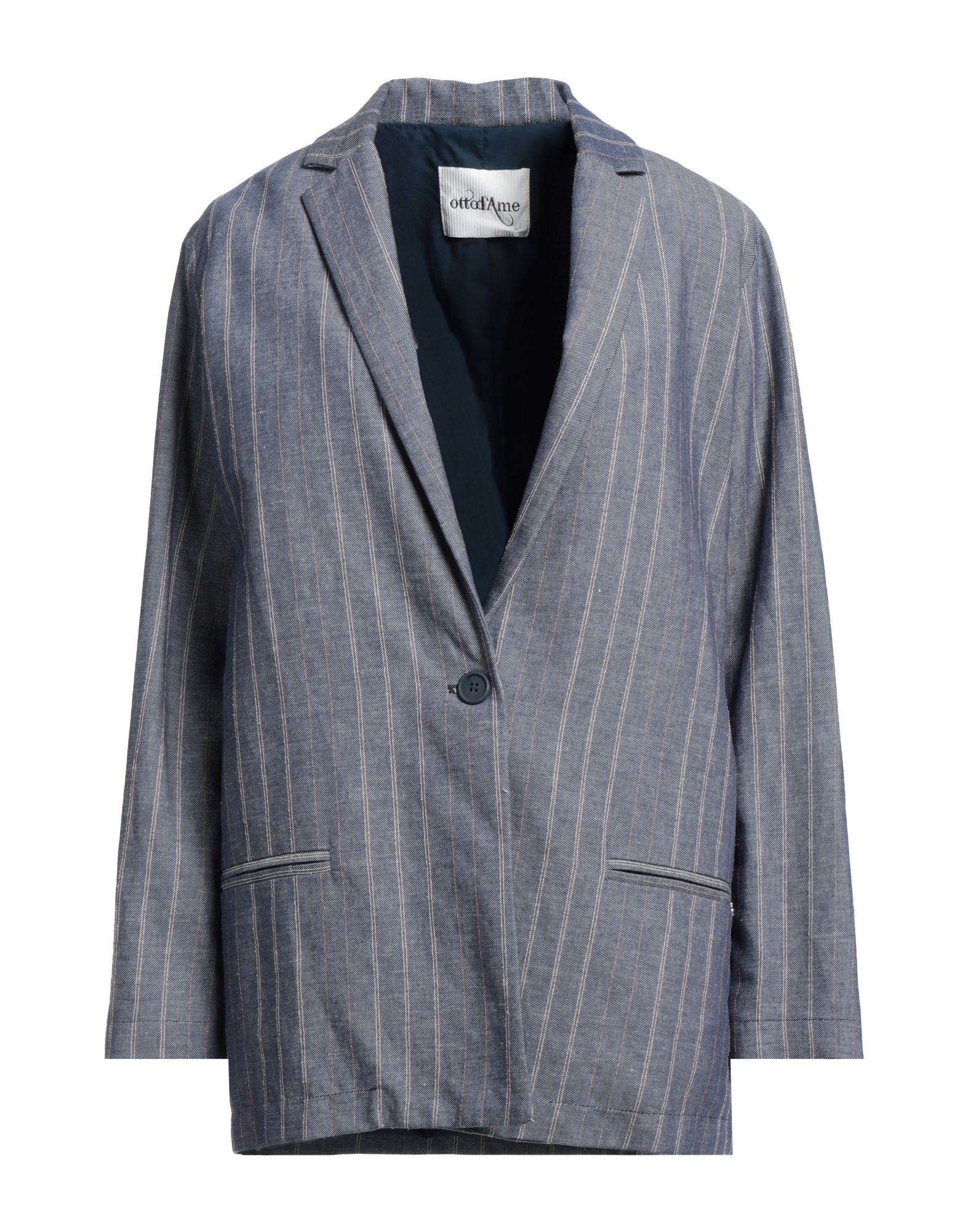 Ottod'ame Woman Suit Jacket Slate Blue Size 8 Cotton, Linen, Polyamide