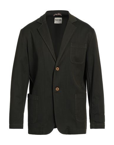 Madson Man Suit Jacket Dark Green Size L Virgin Wool, Cotton, Elastane