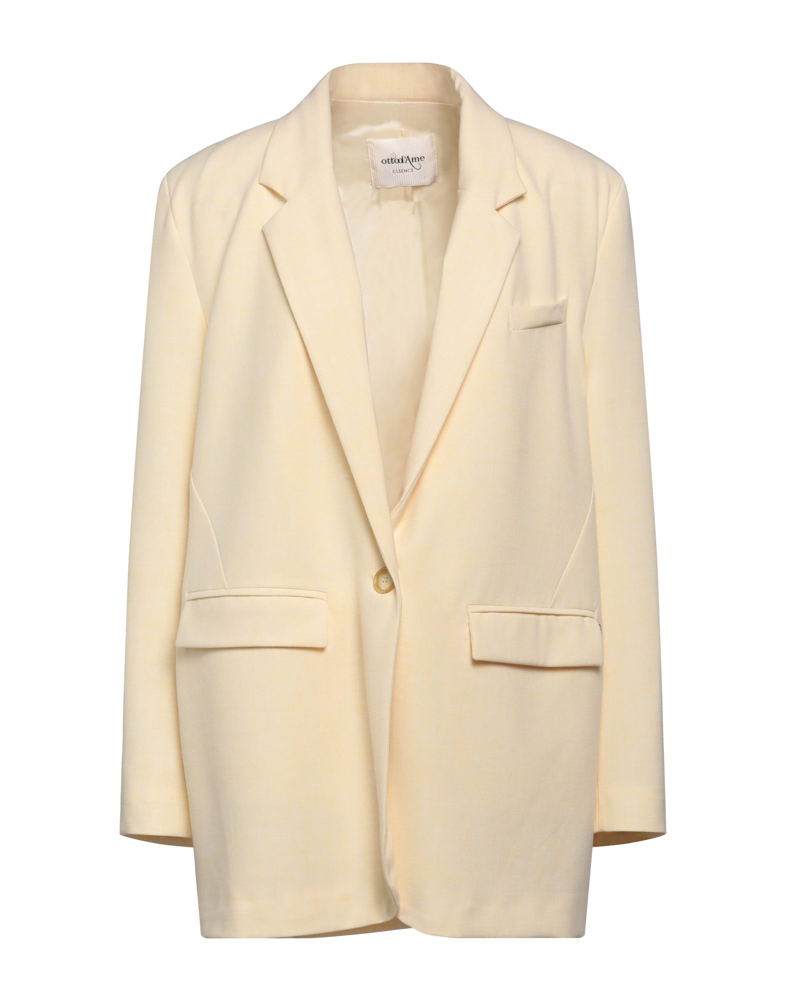Ottod'ame Woman Suit Jacket Light Yellow Size 12 Polyester, Viscose, Elastane In Beige