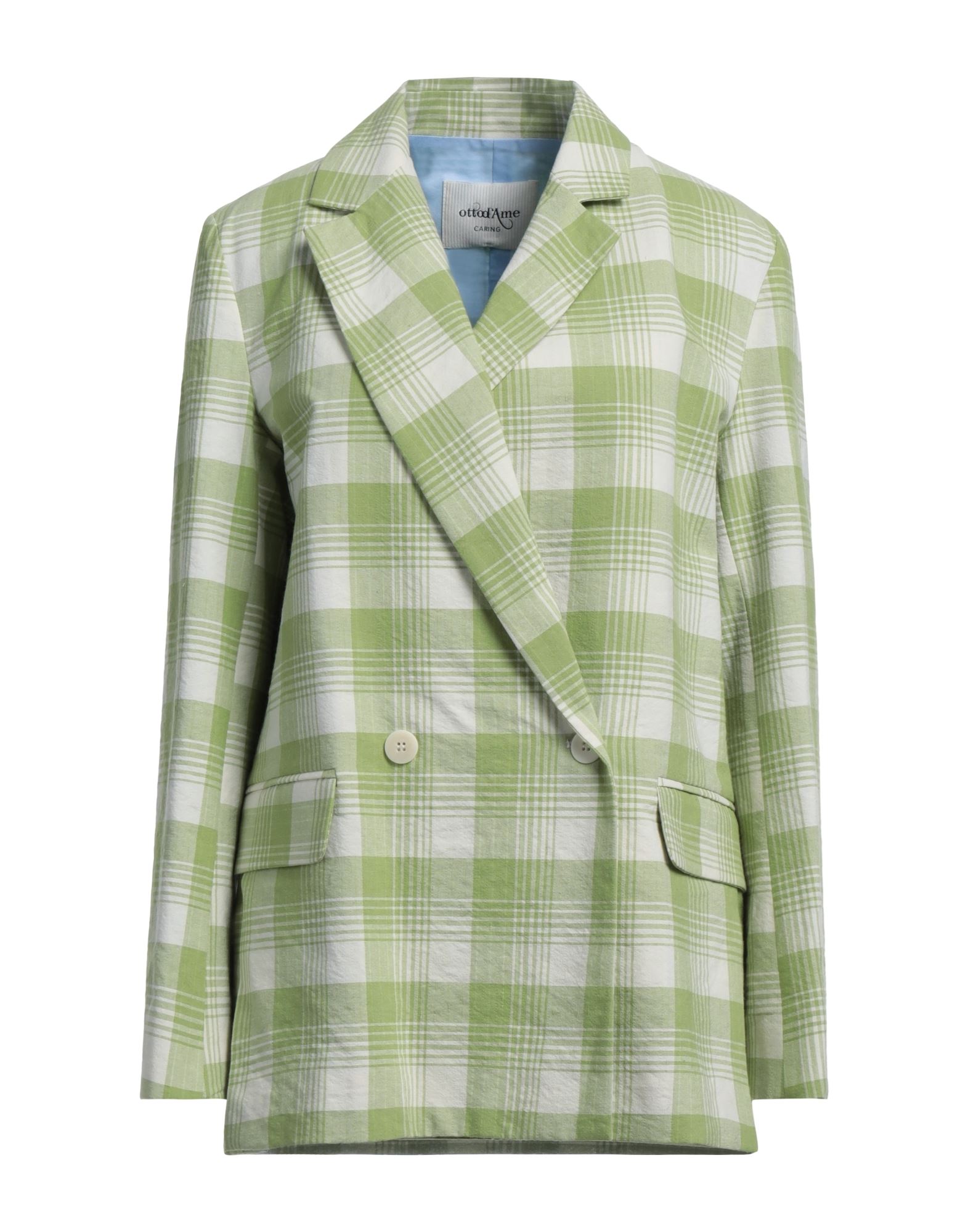 Ottod'ame Woman Suit Jacket Light Green Size 4 Cotton, Polyester, Linen, Elastane