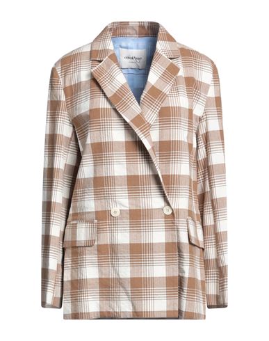 Ottod'ame Woman Suit Jacket Khaki Size 8 Cotton, Polyester, Linen, Elastane In Beige