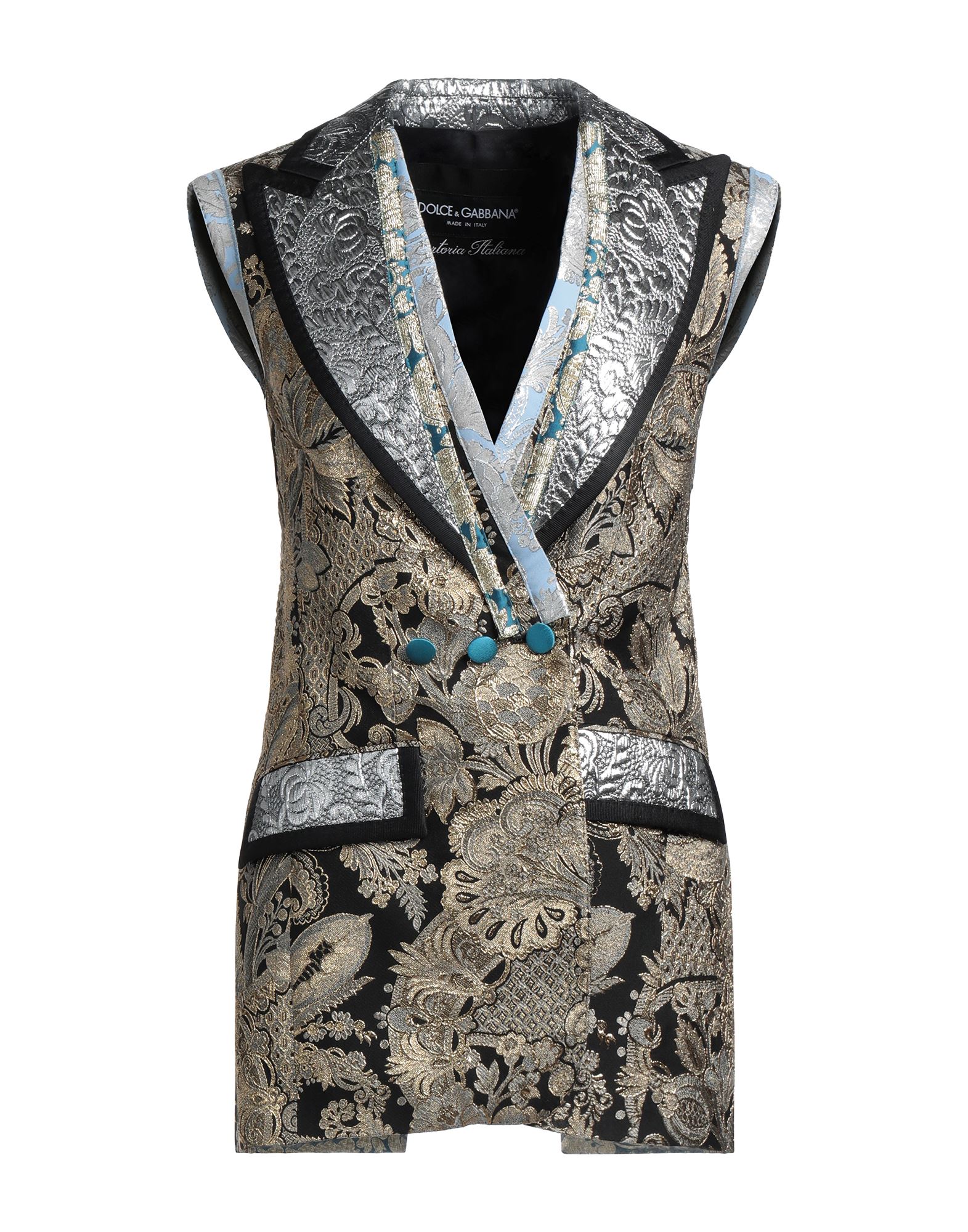 Dolce & Gabbana Woman Blazer Gold Size 10 Synthetic Fibers, Silk, Acetate, Metallic Polyester, Cotto