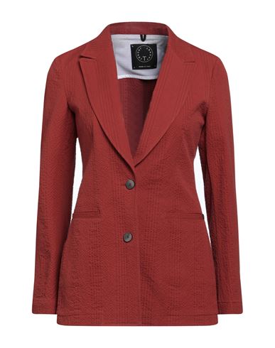 T-jacket By Tonello Woman Blazer Brick Red Size L Cotton, Elastane