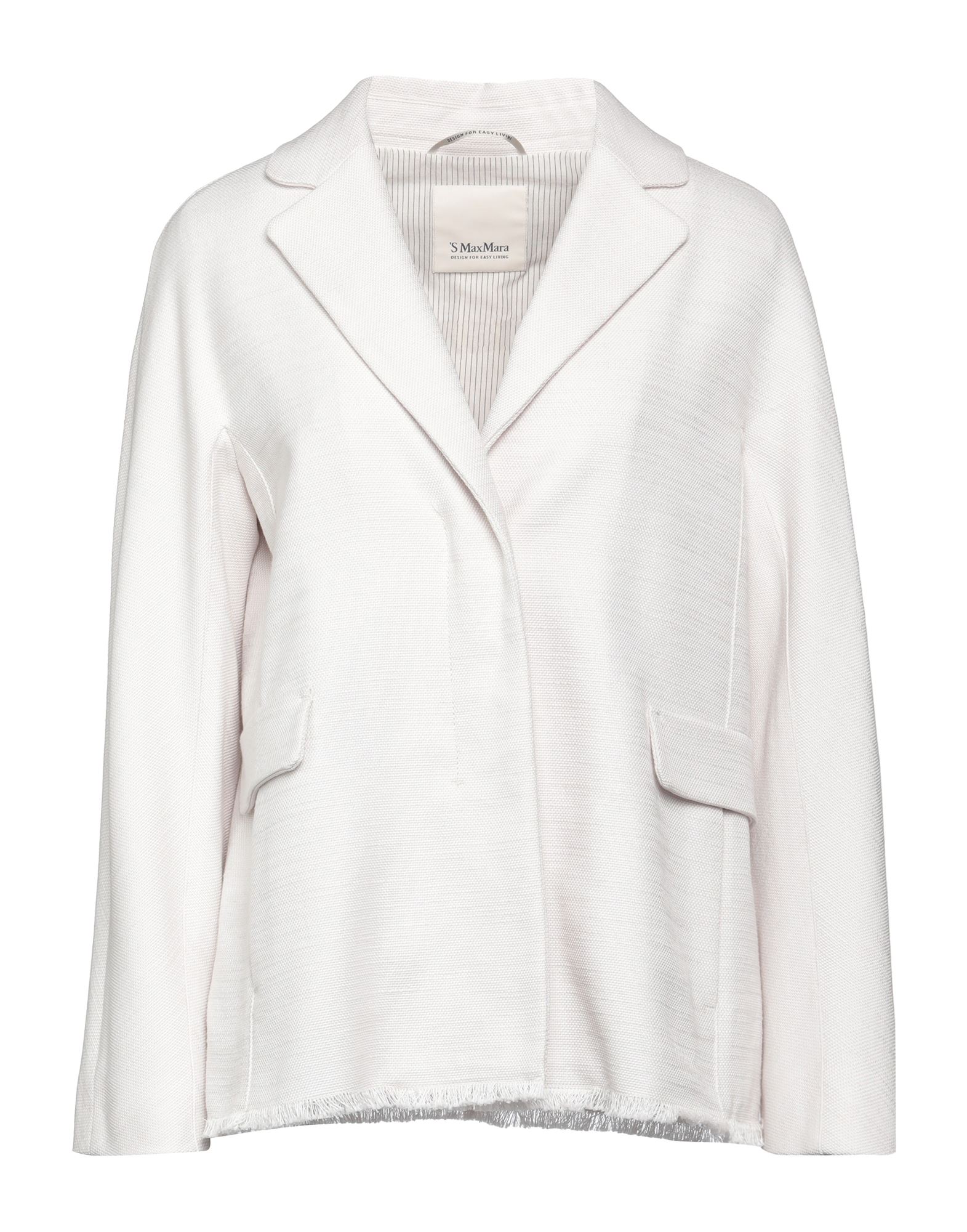 's Max Mara Woman Suit Jacket Light Grey Size 4 Cotton, Linen