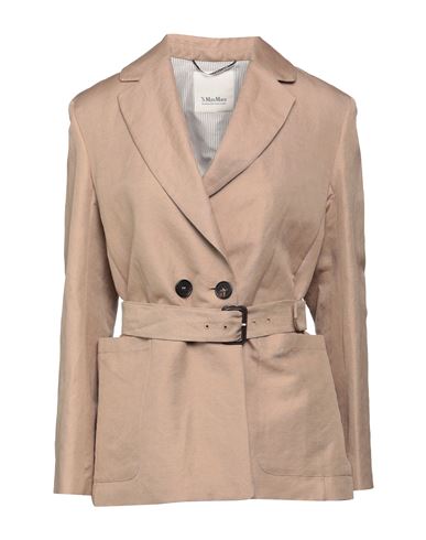 's Max Mara Woman Suit Jacket Light Brown Size 8 Linen, Cotton In Neutral