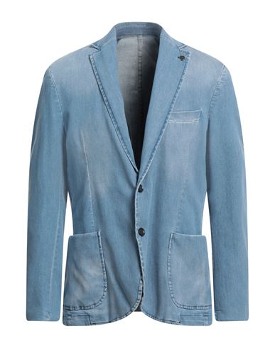 En Avance Man Suit Jacket Sky Blue Size 36 Cotton, Elastane