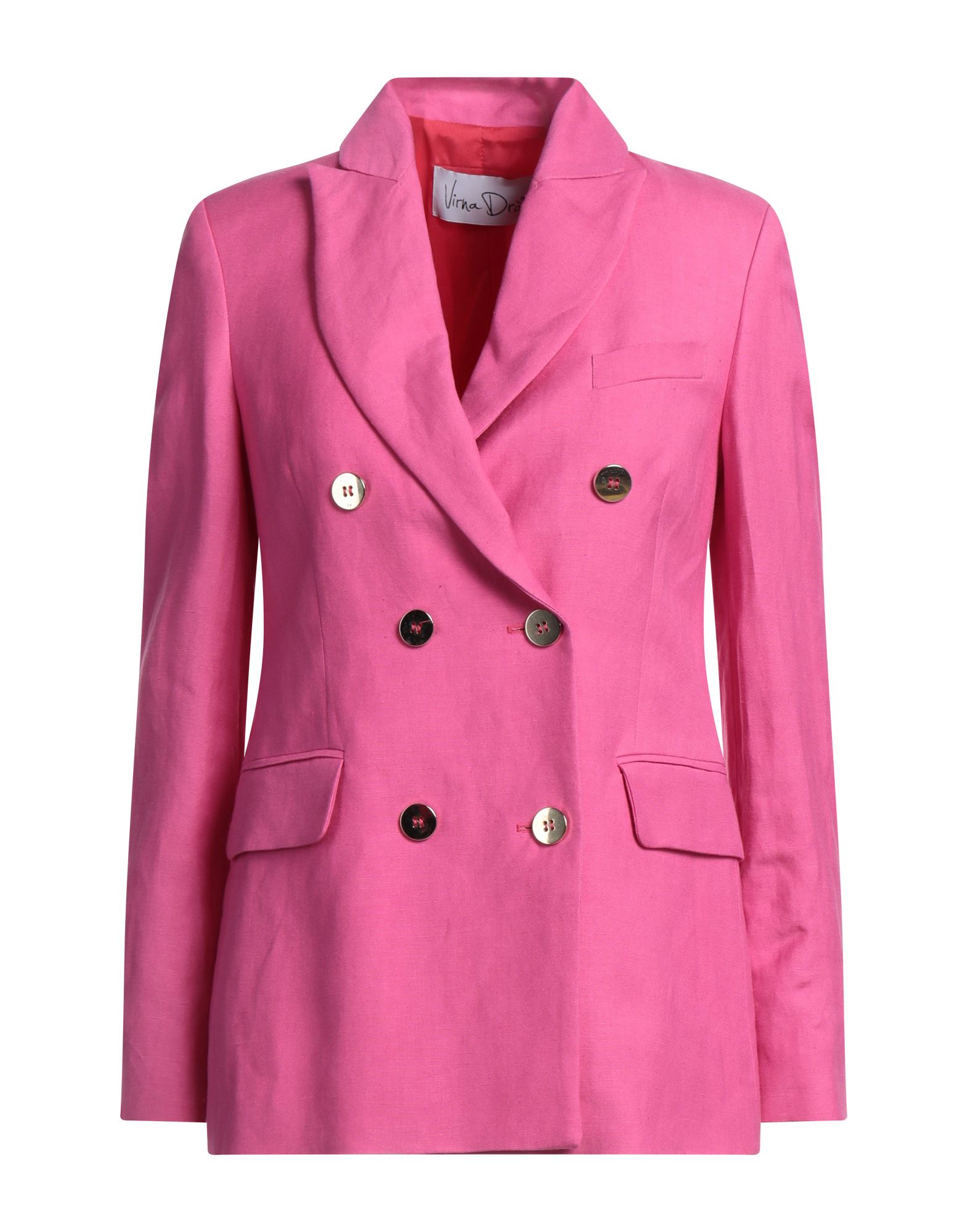 Virna Drò® Virna Drò Woman Blazer Fuchsia Size 4 Linen, Viscose In Pink