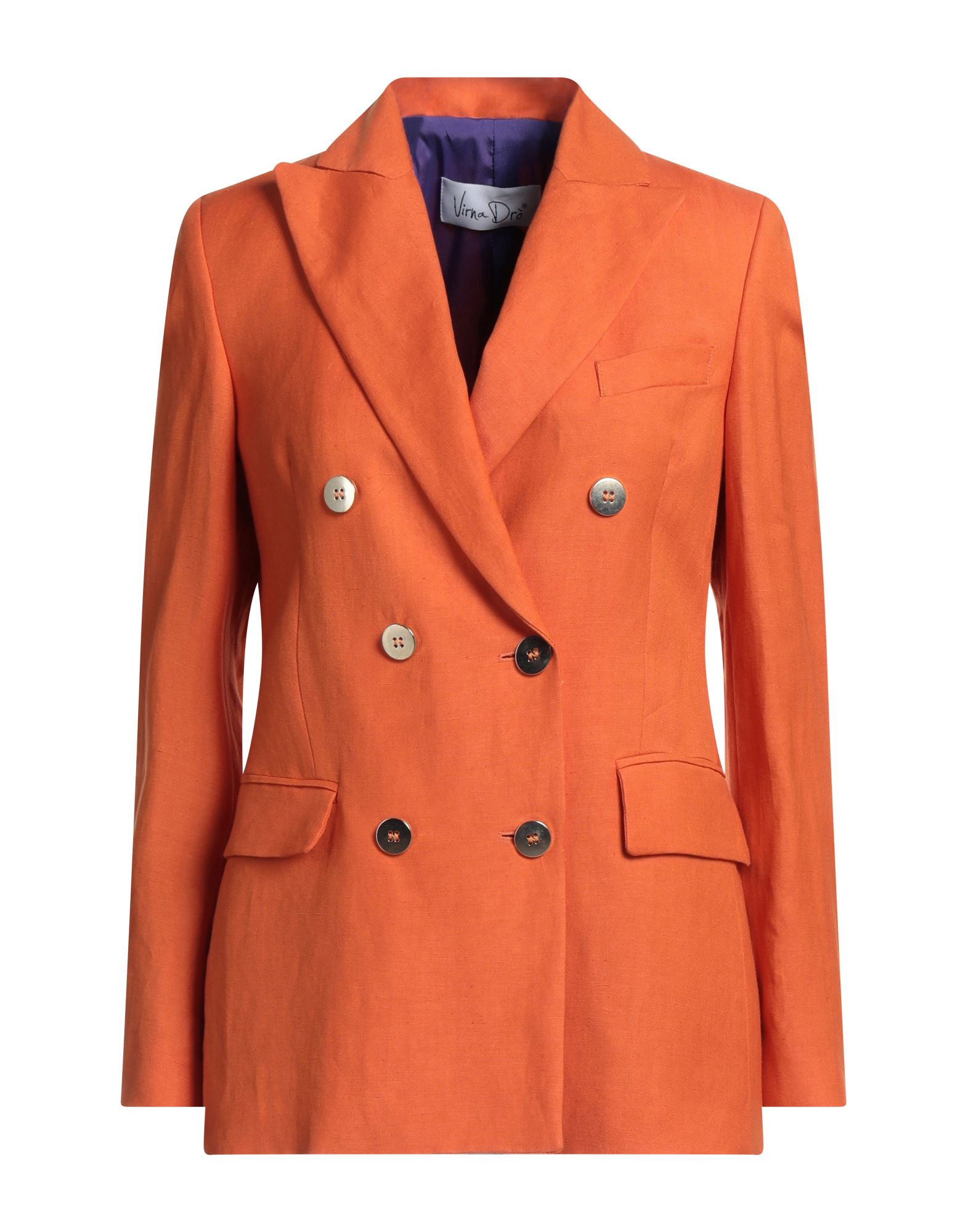 Virna Drò® Virna Drò Woman Blazer Orange Size 4 Linen, Viscose
