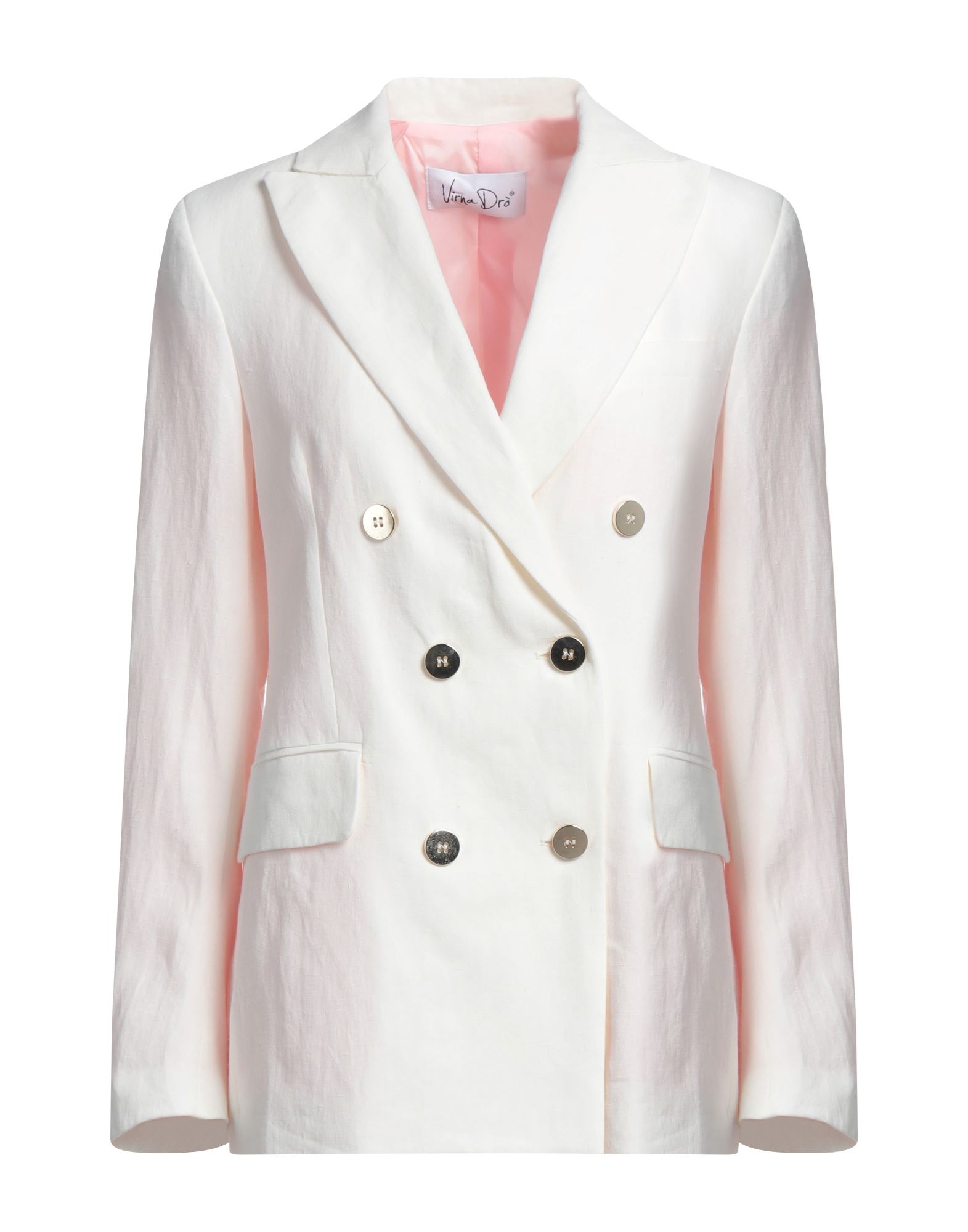Virna Drò® Virna Drò Woman Suit Jacket Ivory Size 8 Linen, Viscose In White