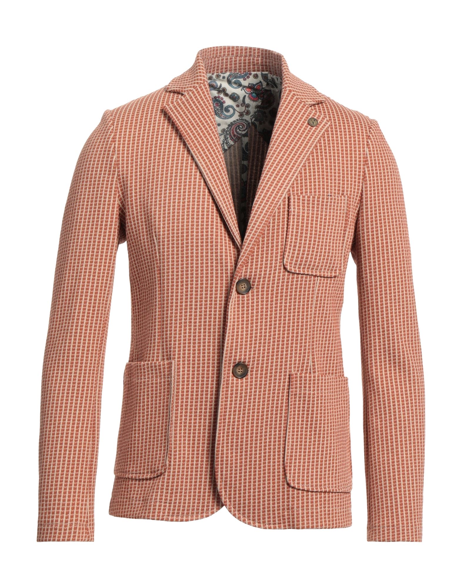 V2® Brand V2 Brand Man Suit Jacket Tan Size M Polyester, Cotton, Elastane In Brown