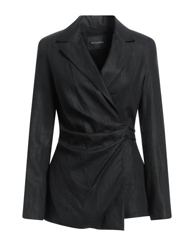 Actualee Woman Suit Jacket Black Size 8 Linen
